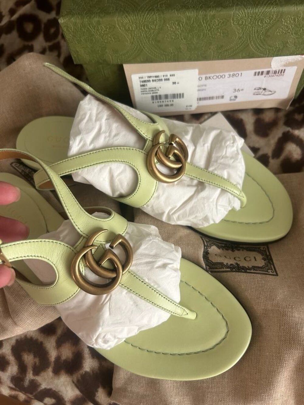 Gucci Authentic Green Summer Sandals 6.5 - Picture 2 of 8